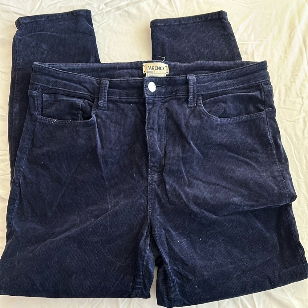 L’AGENCE Margot High Rise Corduroy Skinny Jean in Navy